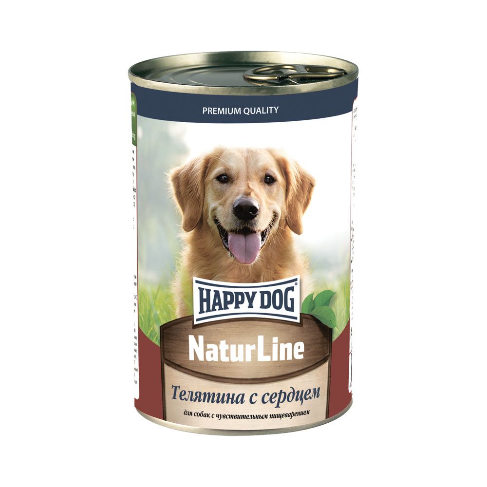 Корм для собак HAPPY DOG Телятина с сердцем нежный паштет банка 410г