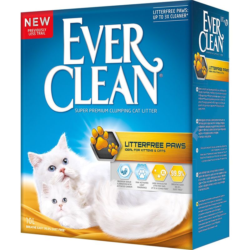 Наполнитель для кошачьего туалета EVER CLEAN Litter free Paws комкующийся д/идеально чистых лап 10л коврик для кошачьего туалета trixie litter tray mat размер 60×45​см темно синий