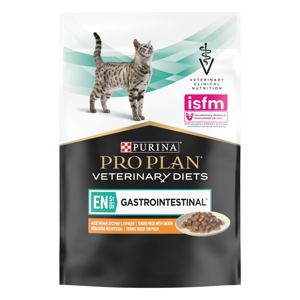 Корм для кошек Pro Plan Veterinary Diets EN при расстройствах пищеварения, с курицей пауч 85г