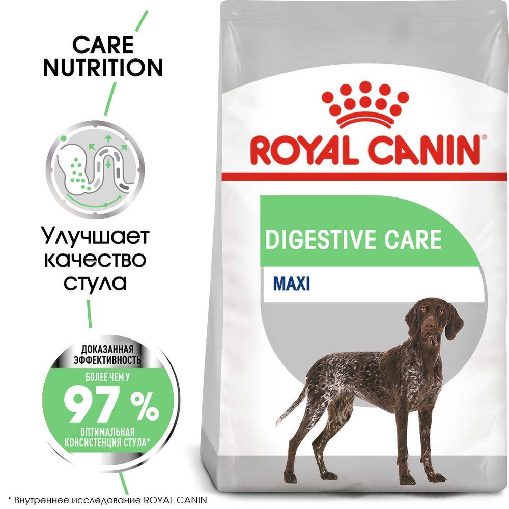 корм для собак royal canin size maxi adult 5 для крупных пород старше 5 лет сух 4кг Корм для собак ROYAL CANIN Size Maxi Digestive Care для крупных пород с чувствительным пищеварением сух. 3кг