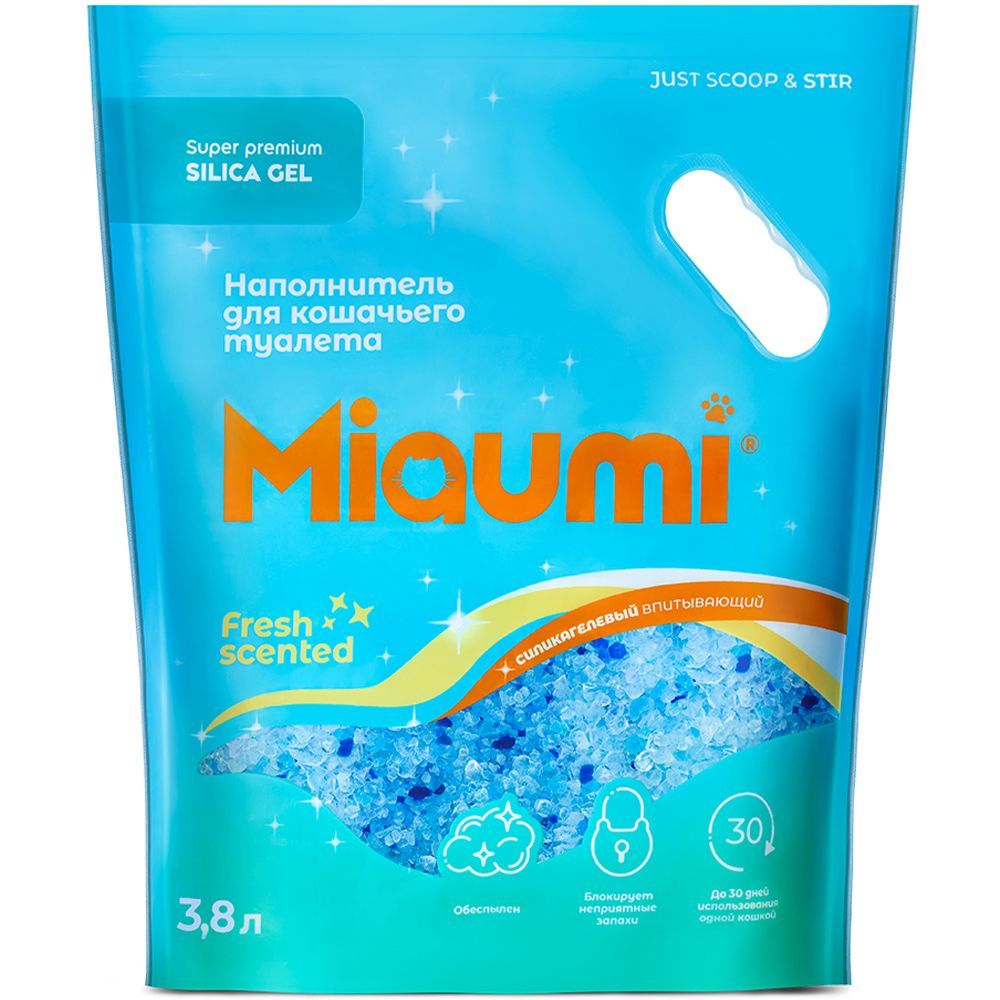 Наполнитель для кошачьего туалета MIAUMI силикагелевый с ароматом свежести, 3,8л