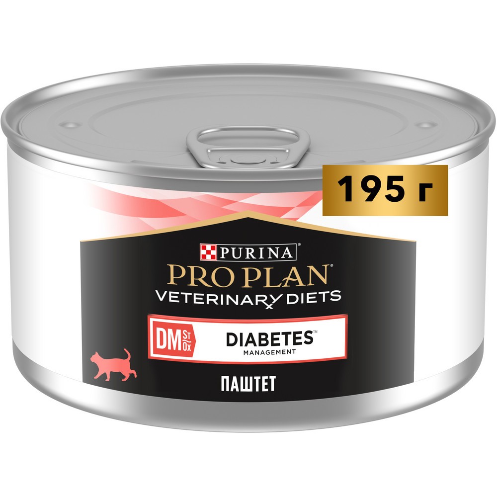 Корм для кошек Pro Plan Veterinary Diets DM при сахарном диабете, с говядиной банка 195г