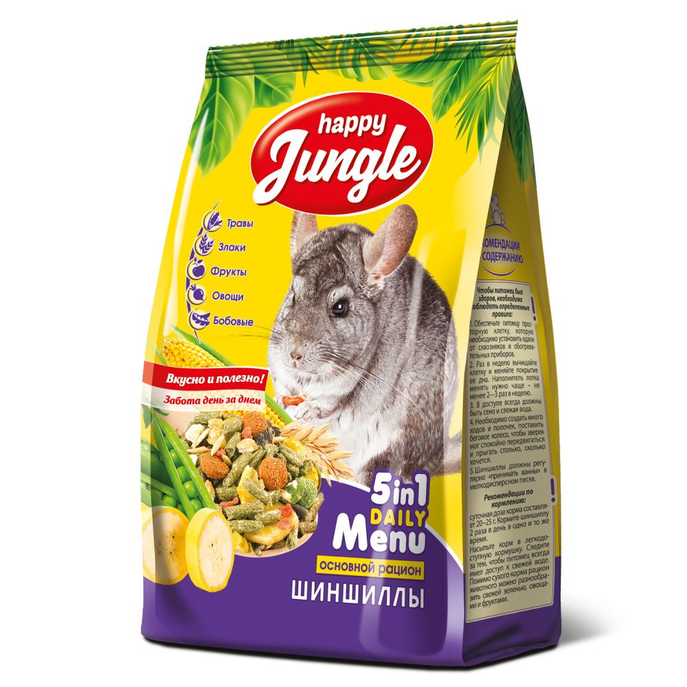 Корм для грызунов HAPPY JUNGLE для шиншилл 400г корм для грызунов versele laga complete chinchilla