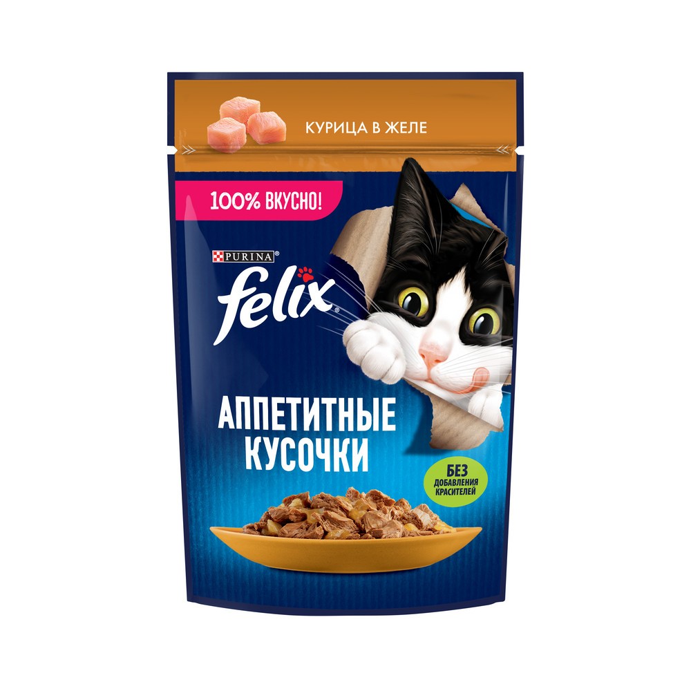 Корм для кошек FELIX Аппетитные Кусочки Курица пауч 75г 39₽