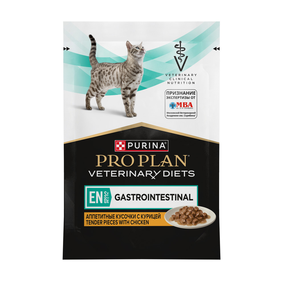 Корм для кошек Pro Plan Veterinary Diets EN STOX Gastrointestinal при расстрпищ курица пауч 85г 128₽