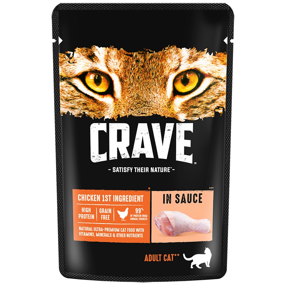 Корм для кошек Crave курица в соусе пауч 70г корм для собак crave курица пауч 85г