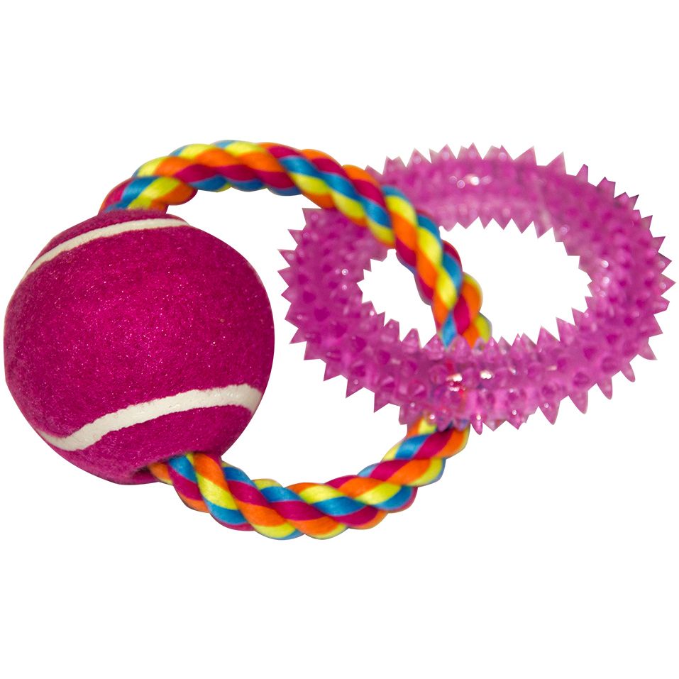 Игрушка для собак CHOMPER Мяч с кольцом на канате игрушка для собак chomper enchanted forest мяч резиновый 7 6см