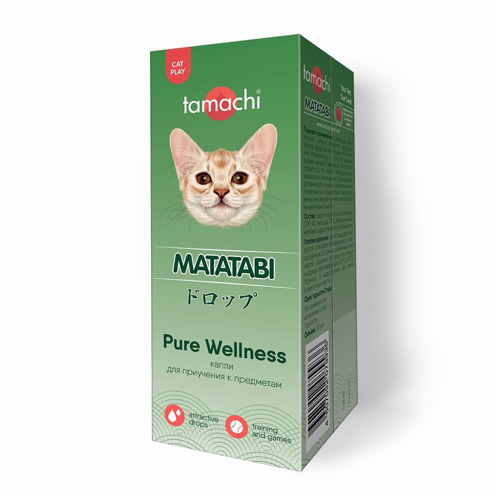 Капли для кошек TAMACHI с мататаби для снятия стресса и привлеч. к игрушкам, переноскам, лежанкам и пр. 10мл арома капли антистресс для котят и кошек ms kiss ecolife 10мл