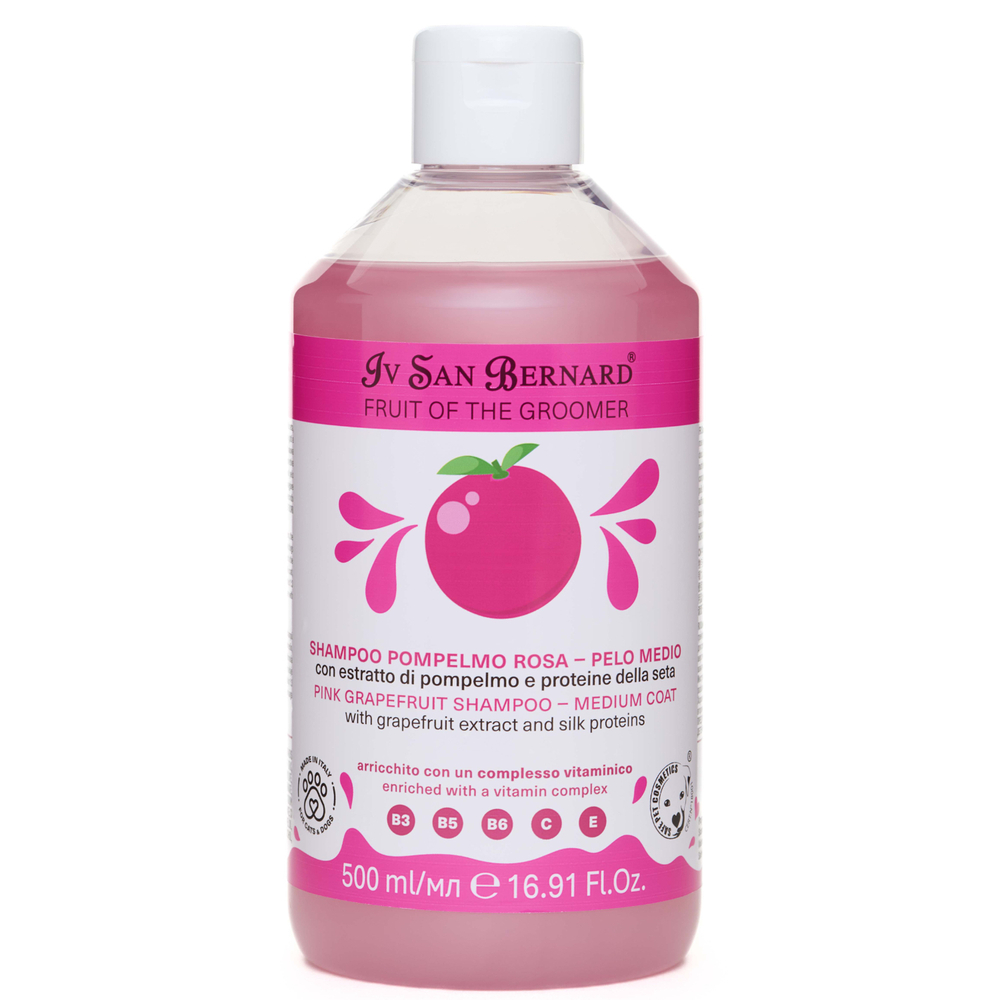 Шампунь Iv San Bernard Pink Grapefruit для шерсти средней длины с протеинами шелка 500мл