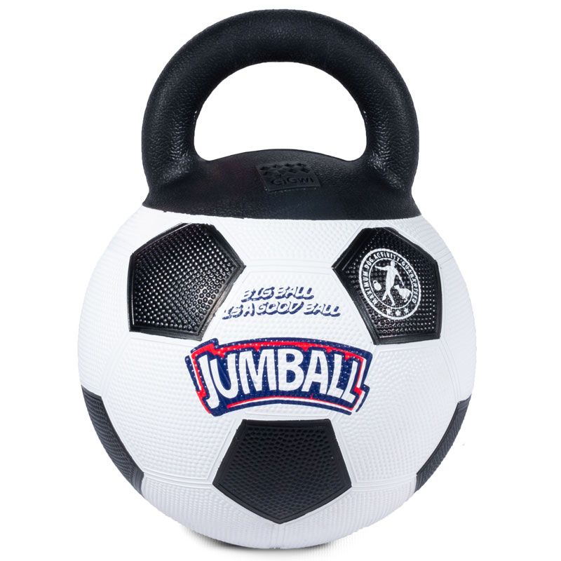 Игрушка для собак GIGWI Jumball Мяч футбольный c ручкой белый 26см