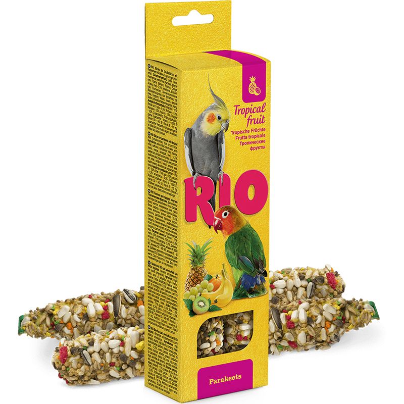 Лакомство для птиц RIO Палочки для средних попугаев с тропическими фруктами 2х75г лакомство для птиц rio витаминно минеральные гранулы для волнистых и средних попугаев 120г