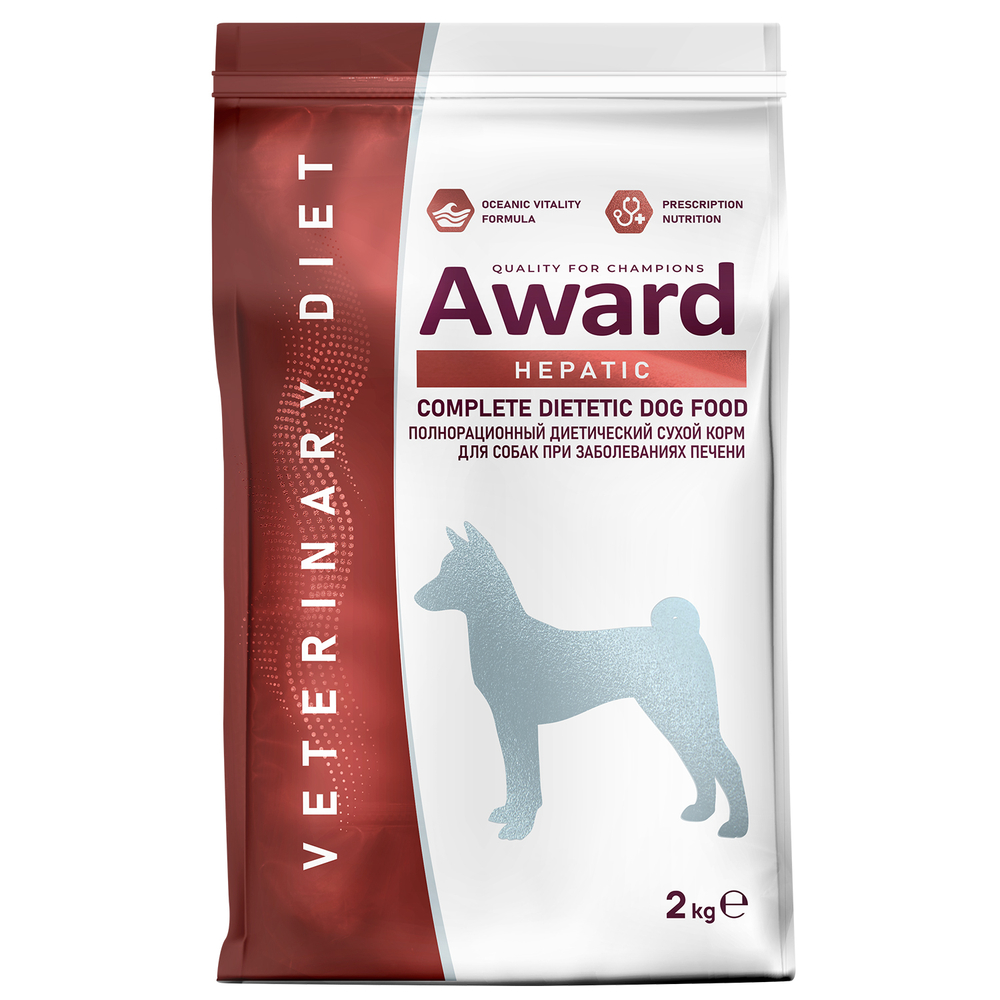 Корм для собак AWARD Veterinary Diet Hepatic при заболеваниях печени сух. 2кг