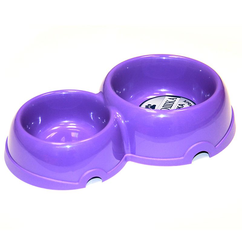 Миска для животных ХОРОШКА двойная пластиковая фиолетовая 100\200мл