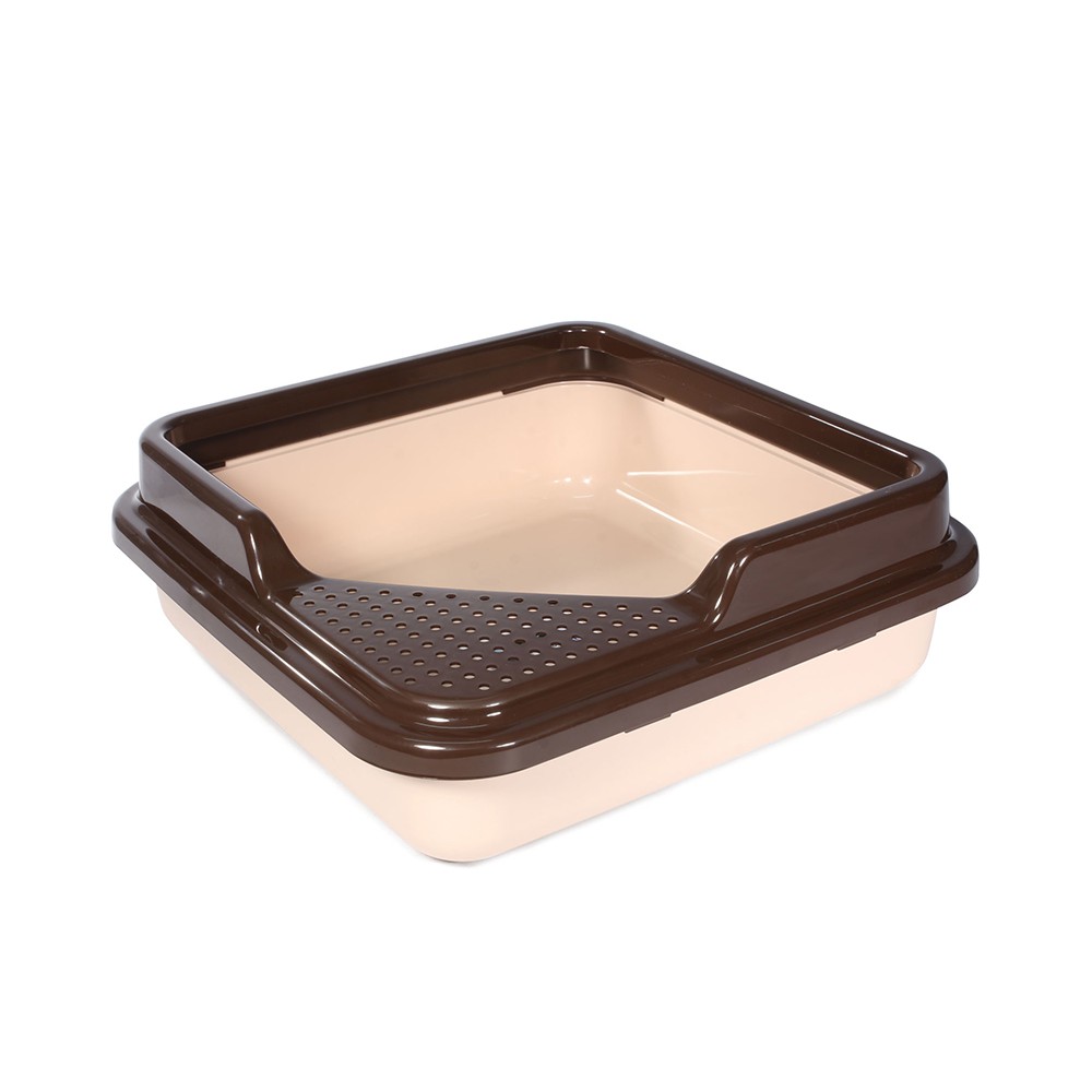 Туалет для кошек TRIOL P755 квадратный с бортом, капучино, 435х435х145мм