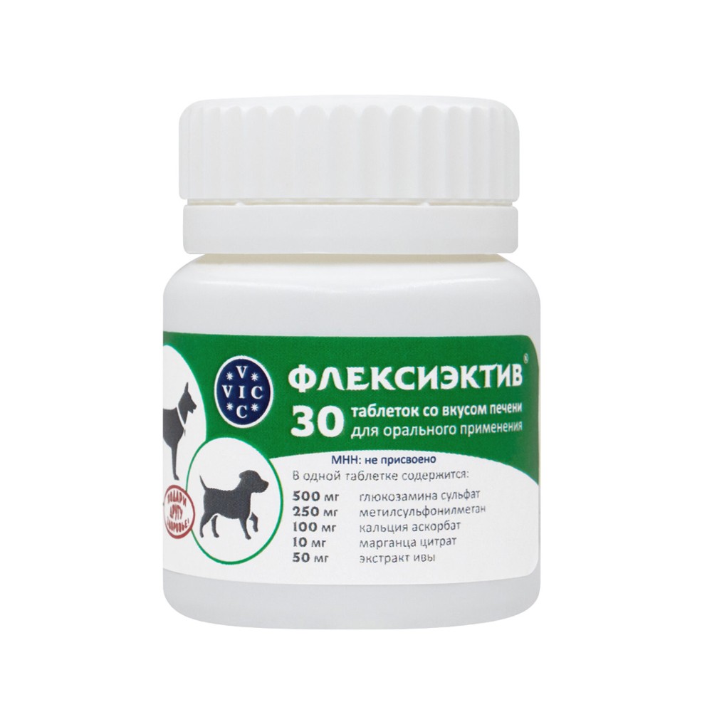 цена Препарат противовоспалительный хондропротектор DOCTOR VIC Флексиэктив для собак , 30табл.