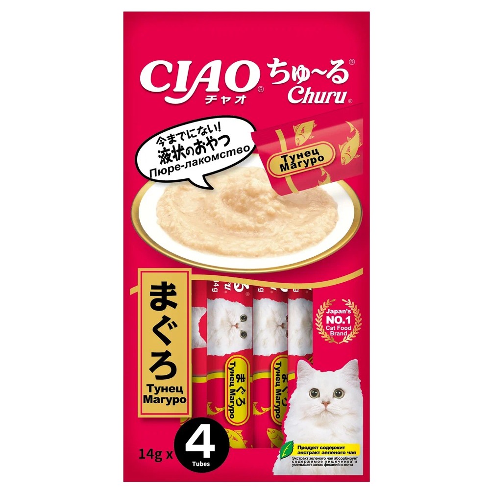 Лакомство для кошек INABA Ciao Churu Тунец Магуро пюре 14гх4шт
