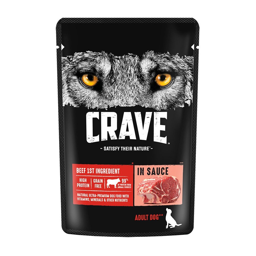 Корм для собак Crave говядина в соусе пауч 85г корм для собак cesar говядина кролик шпинат пауч 85г