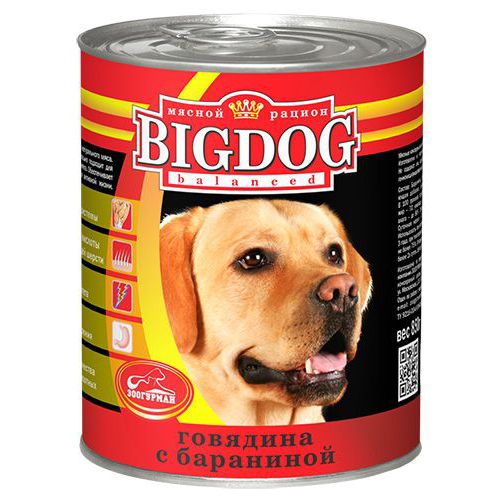 цена Корм для собак Зоогурман Big Dog Говядина с бараниной банка 850г