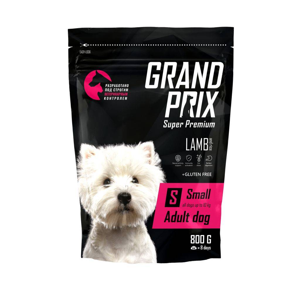 Корм для собак GRAND PRIX для мелких пород, ягненок сух. 800г