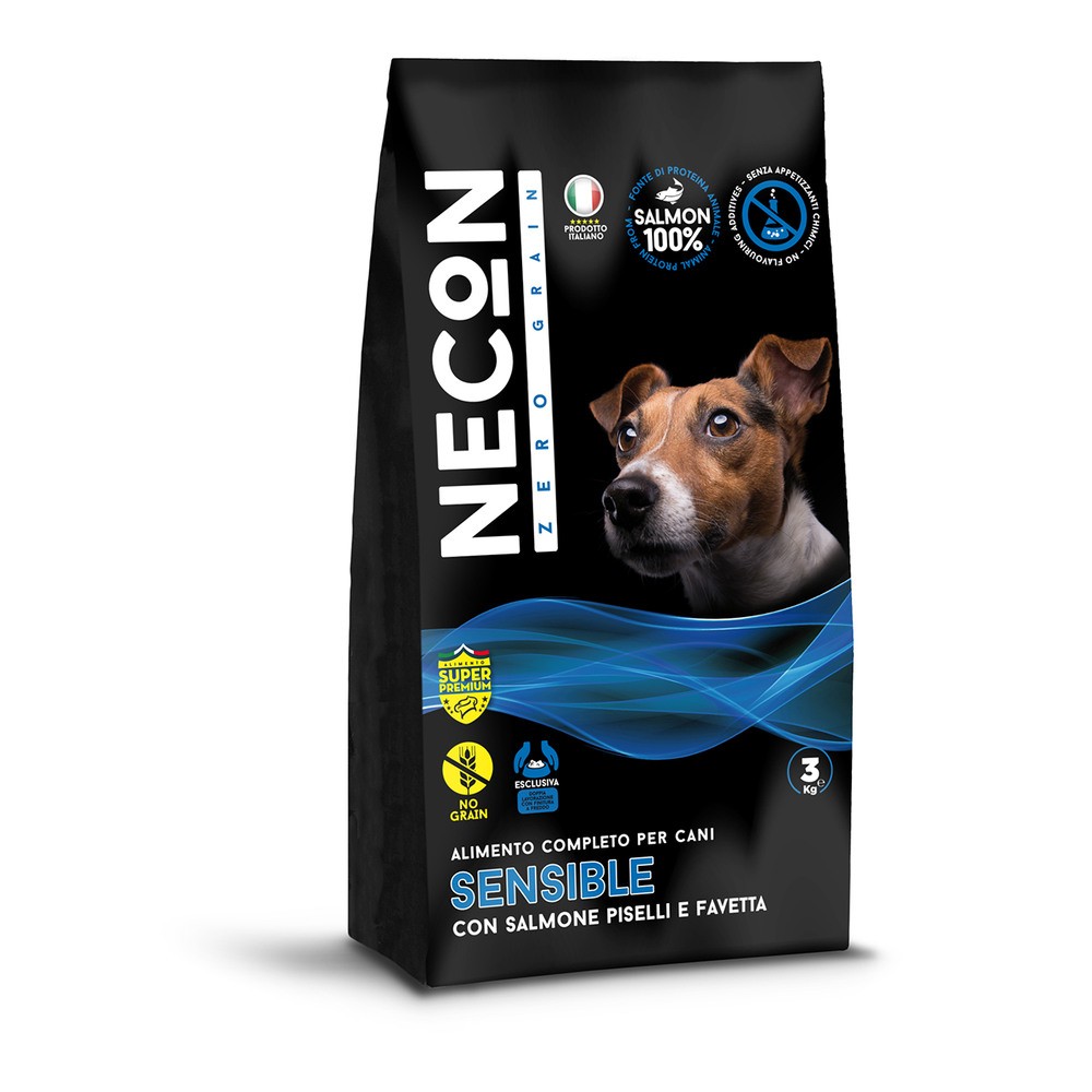 Корм для собак NECON Zero Grain беззерновой для чув.пищеварения, с лососем и горохом сух. 3кг корм для собак necon для чувствительного пищеварения с рыбой и рисом сух 3кг