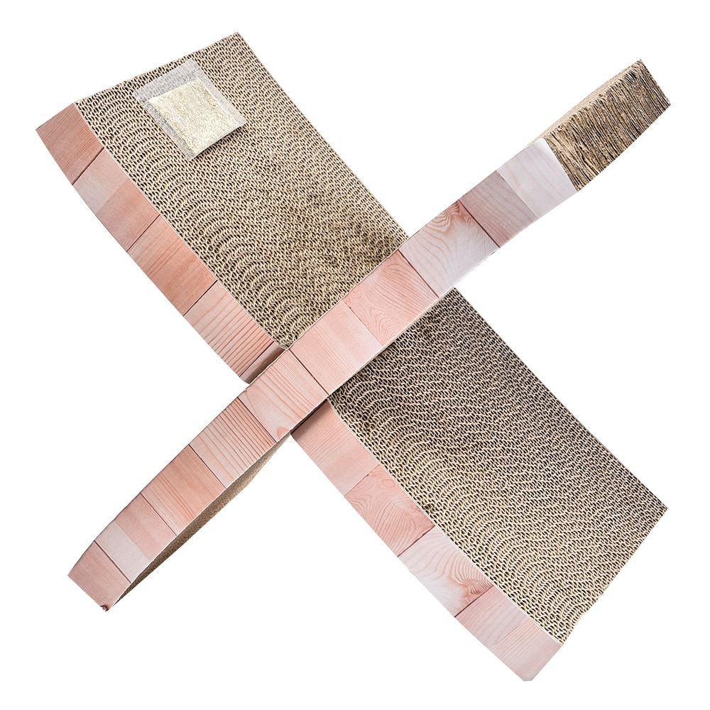 Когтеточка для кошек Foxie Wood Print Лежанка Крест картон 48,5х24х8,5см