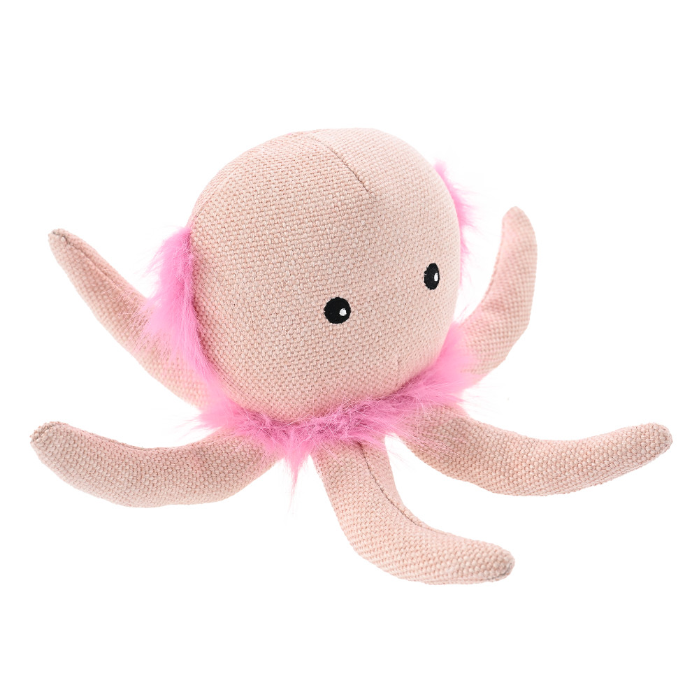 Игрушка для собак Foxie Sea Life Осьминожка с пищалкой и шуршалкой 14x22см плюш