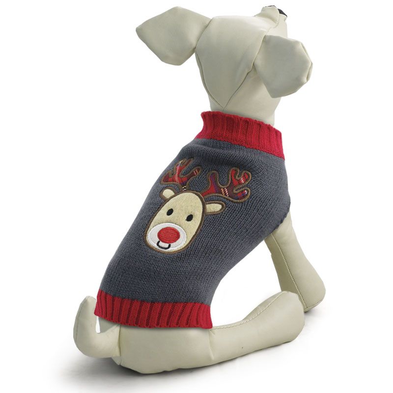 Свитер для собак TRIOL Оленёнок L, серый, размер 35см свитер для собак triol косички l серый размер 35см