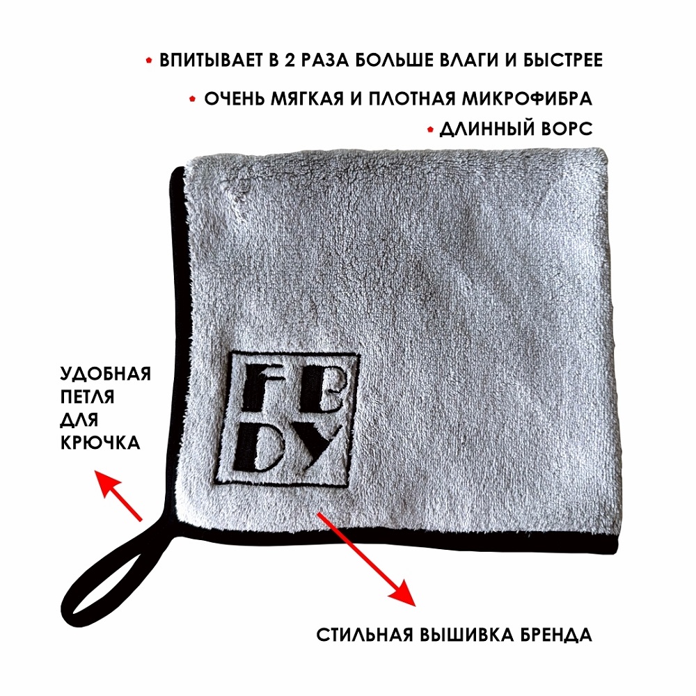 Полотенце для лап FORBULLDOGY из специальной быстровпитывающей микрофибры 40х40см цвет серый 806₽