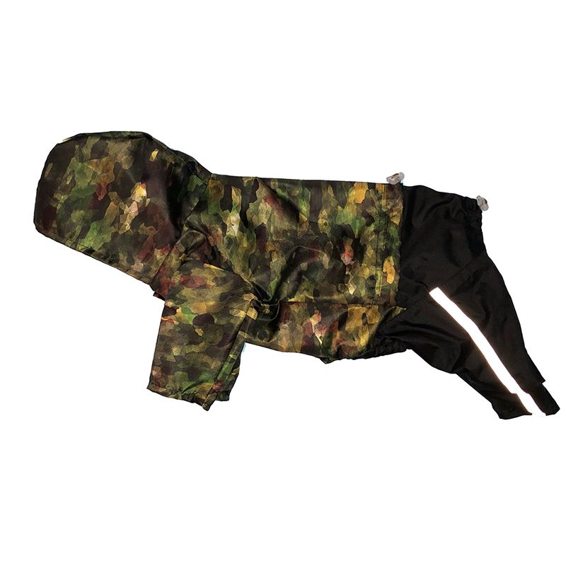 Комбинезон-плащ для собак МОХНАТЫЕ УШКИ Джек рассел на подкладке (черно-корич.) унисекс р. XXXL 36см