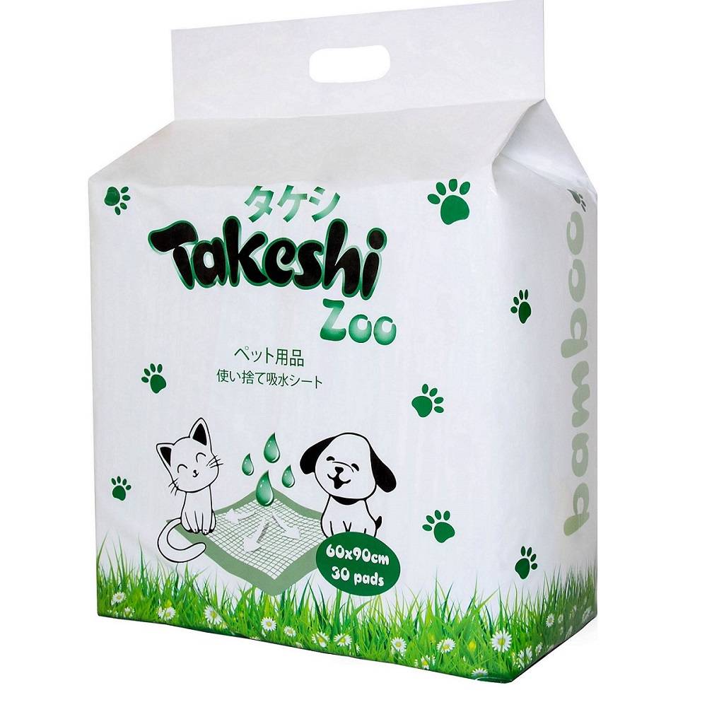 Пеленки для домашних животных TAKESHI ZOO впитывающие бамбуковые 60х90см 30шт пеленки впитывающие basic helen harper хелен харпер 60х90см 30шт