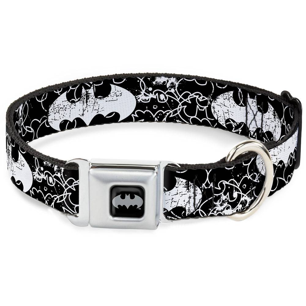 Ошейник для собак Buckle-Down Бэтмен лого с метал. застежкой 38-66см черный цена и фото