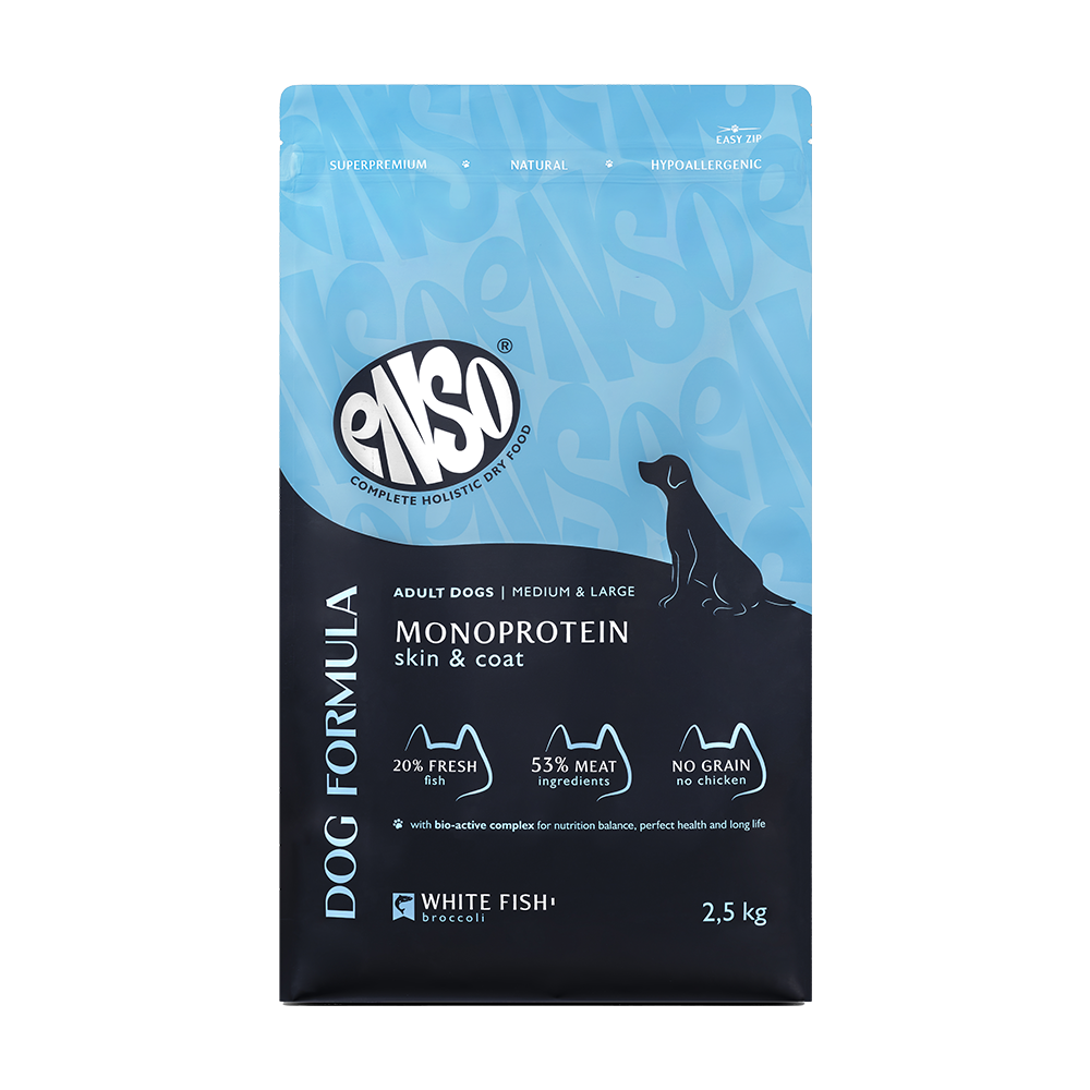 Корм для собак ENSO formula Monoprotein для ср и крпород с белой рыбой и брокколи сух 25кг 2585₽