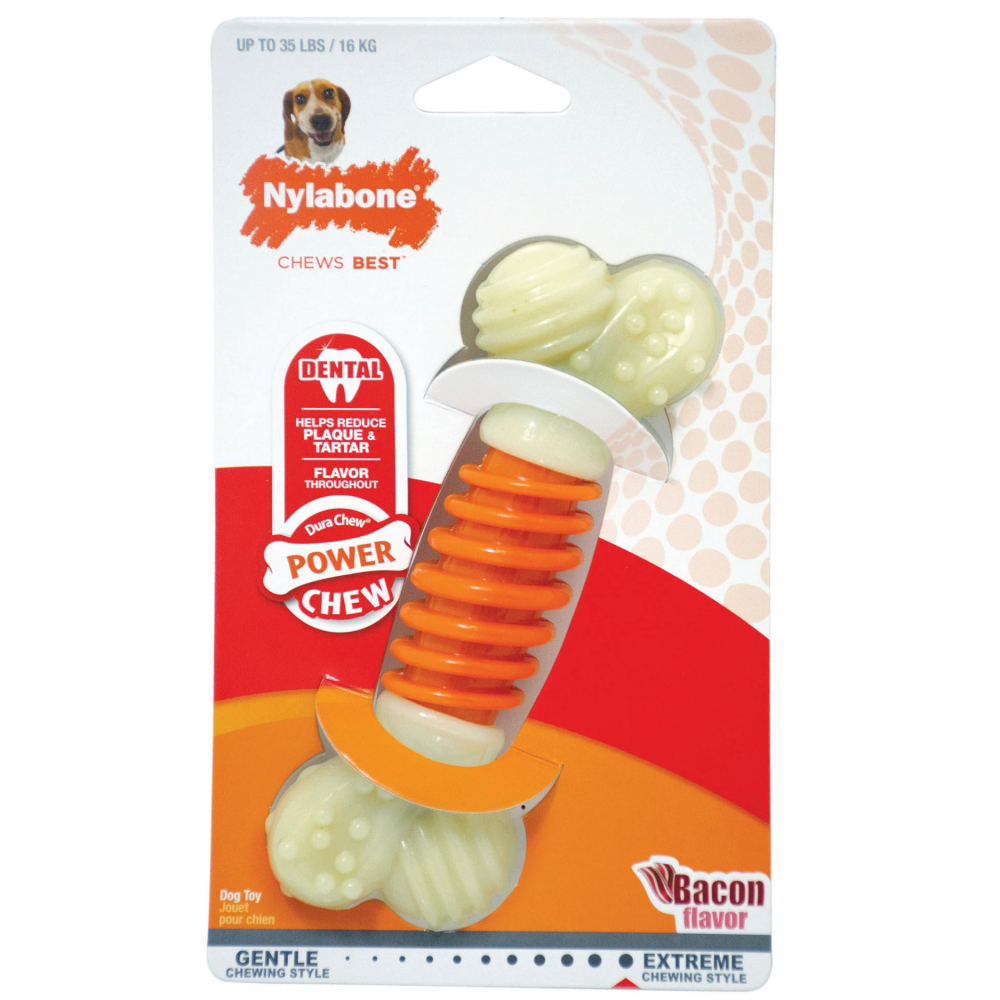 Игрушка для собак Nylabone Косточка Pro Action экстра жесткая с ароматом бекона M