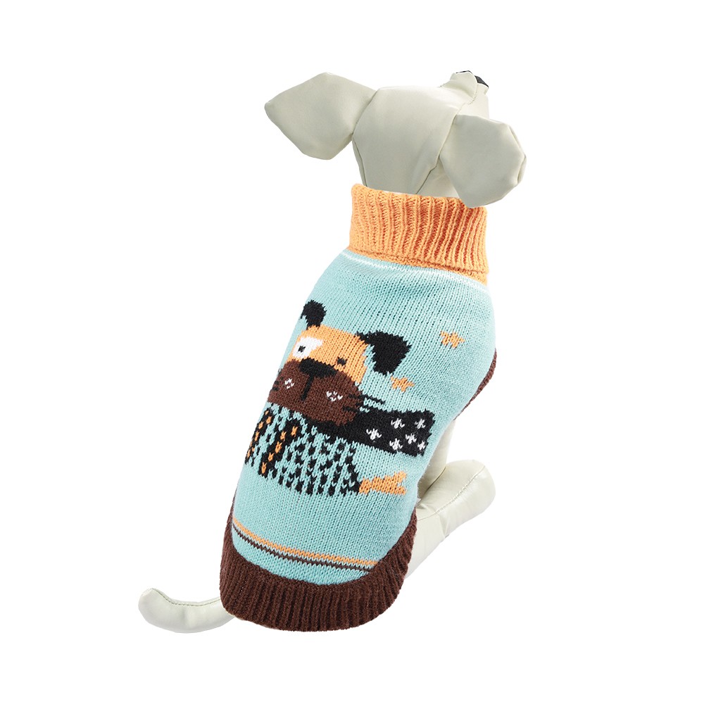 Свитер для собак TRIOL Собачка S, голубой, размер 25см свитер для собак triol белочка s унисекс