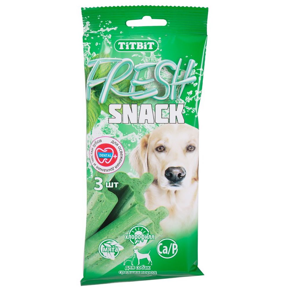 Лакомство для собак TITBIT Снеки Fresh для средних пород (3 шт) лакомство для собак titbit dental для крупных пород 3в1 с мятой 95г
