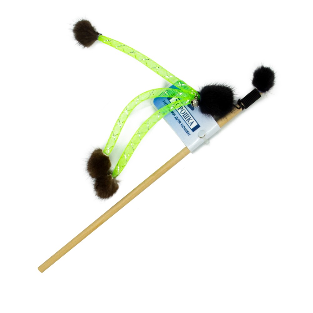 цена Игрушка для кошек ХОРОШКА Дразнилка с трубочками и помпонами из норки на укороченной палке