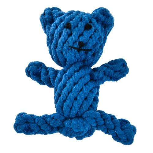 Игрушка для собак Foxie Медвежонок плетеный из каната 13см синий плюшевая игрушка белый медвежонок h