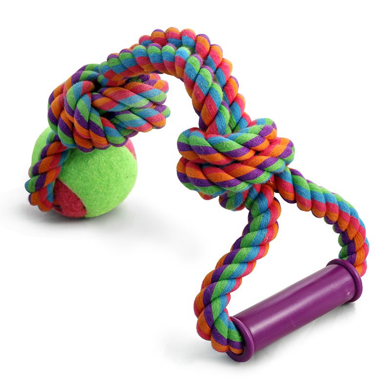 Игрушка для собак TRIOL Верёвка с ручкой, 2 узла и мяч, d6,5/38см triol 10n мяч радужный 2 штуки