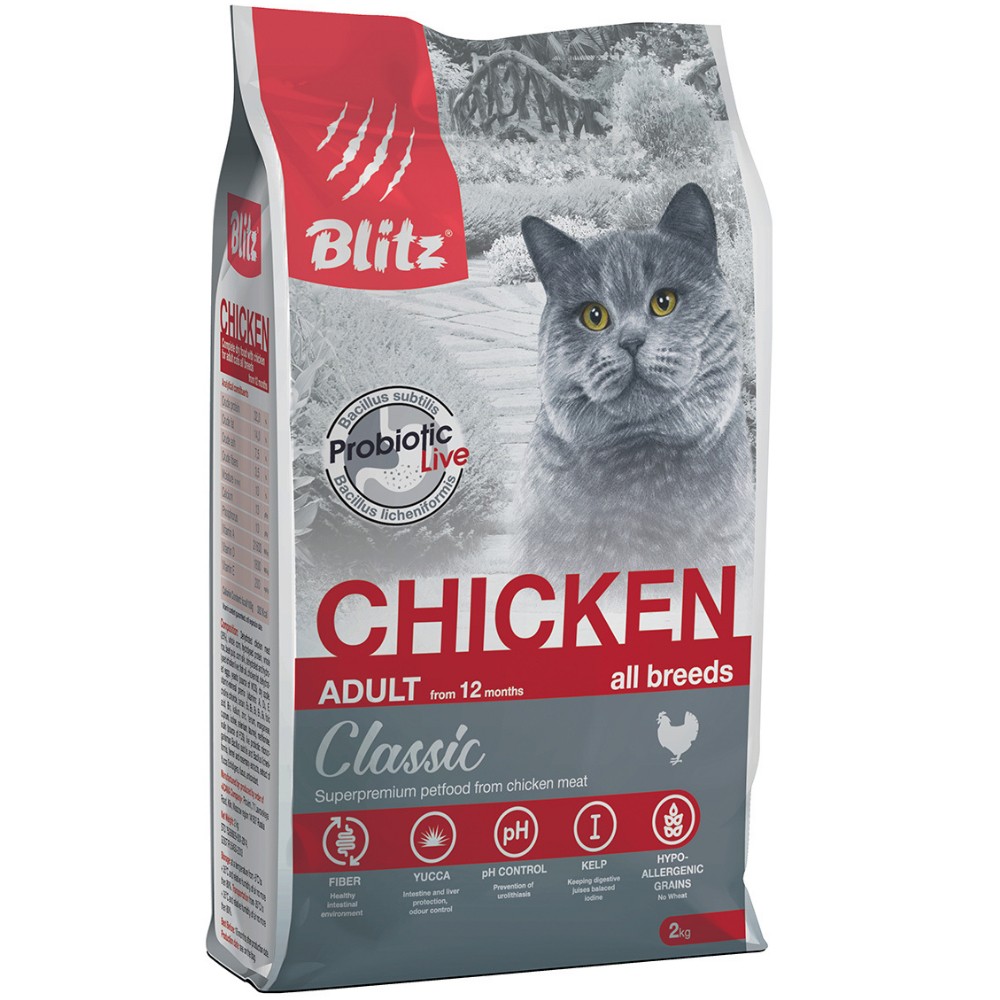 Корм для кошек Blitz adult cat chicken с мясом курицы корм для кошек blitz adult cat turkey с мясом индейки