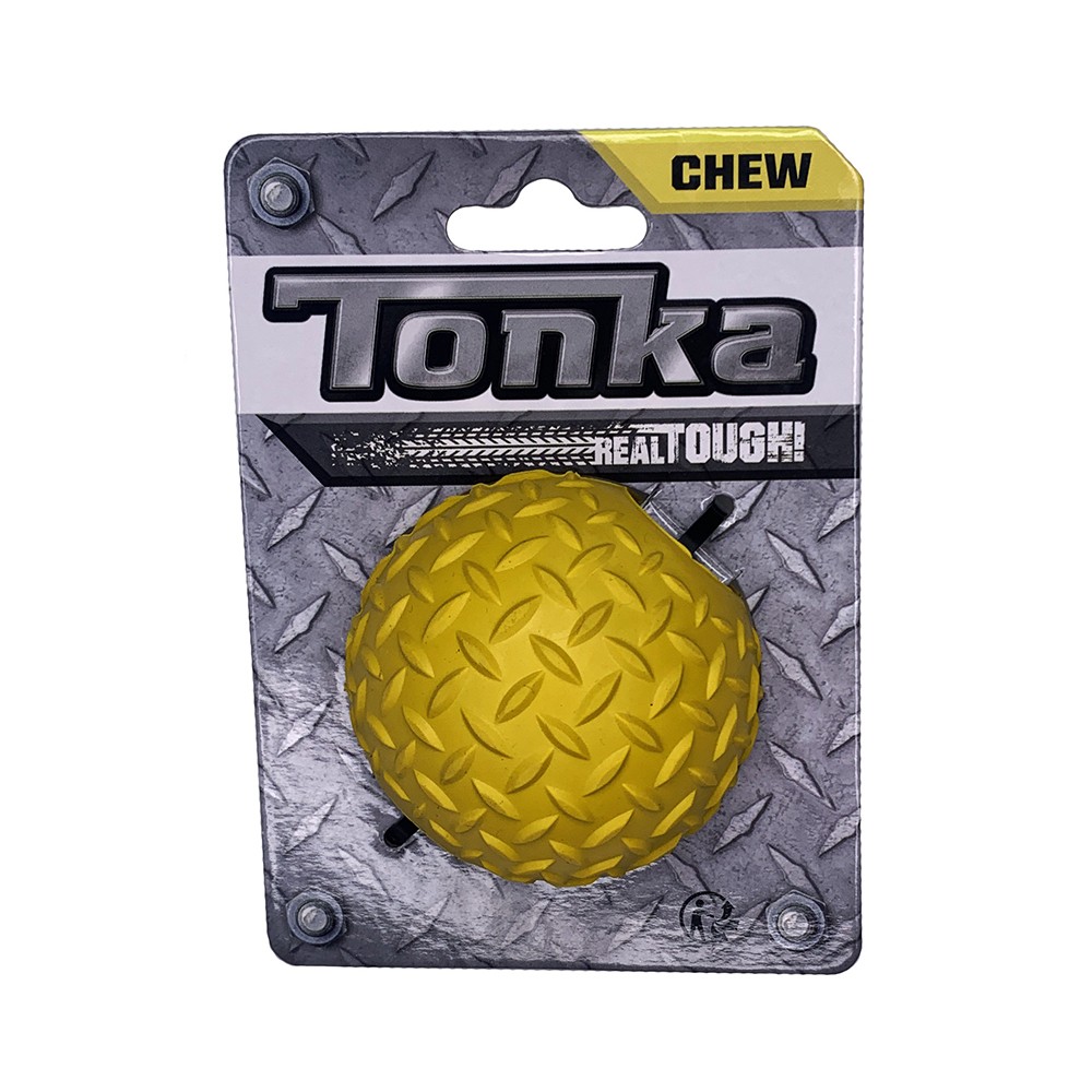 цена Игрушка для собак TONKA Мяч рифленый, цвет желтый 6,4см
