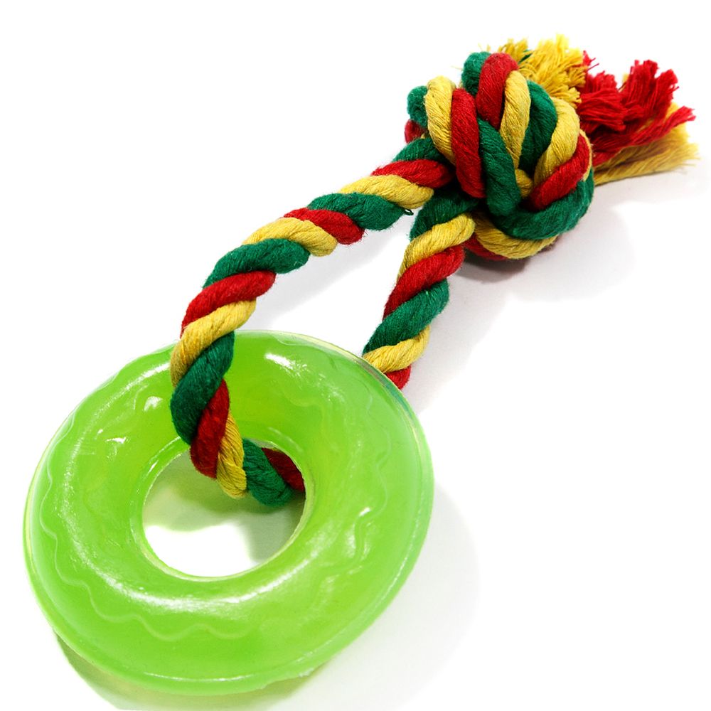 Игрушка для собак DOGLIKE Кольцо мини с канатом (Зеленый) игрушка для собак doglike комета с этикеткой зеленый