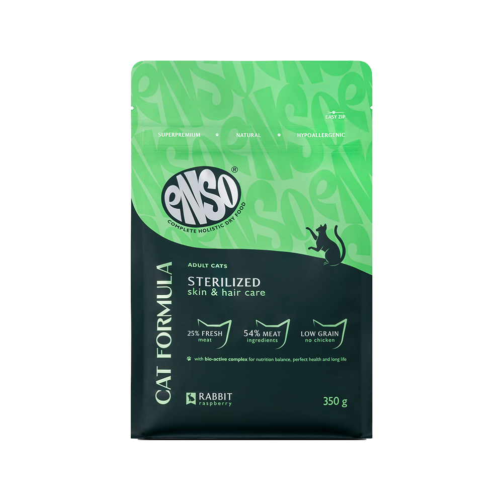 Корм для кошек ENSO formula Sterilized для стерилиз со свежим кроликом и малиной сух 350г 585₽