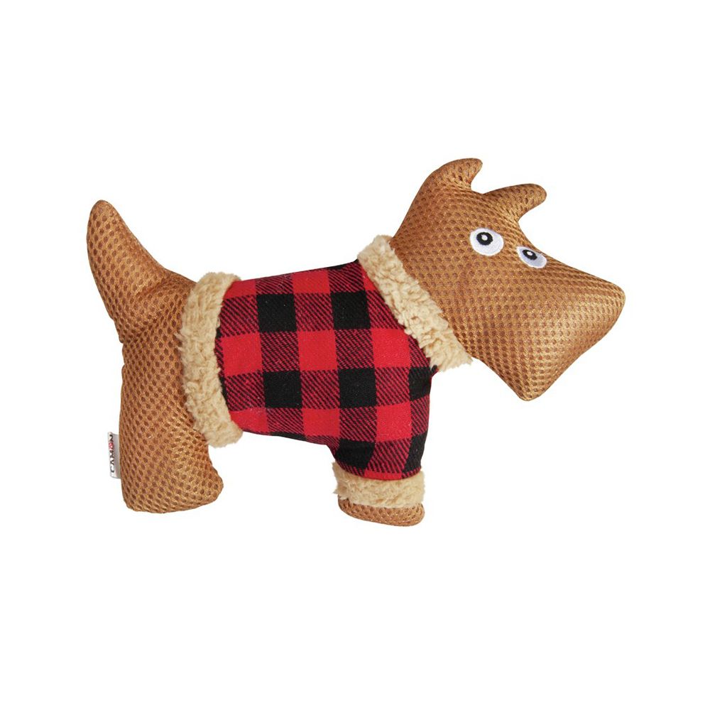 Игрушка для собак Camon Мягкая с внутренней пищалкой (силуэт, красная клетка), 22 см