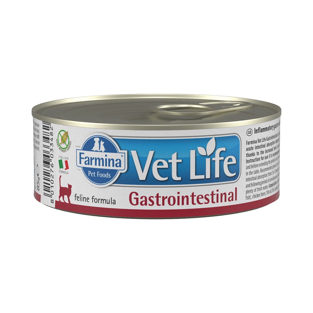 Корм для кошек Farmina Vet Life Gastrointestinal при заболеваниях ЖКТ паштет банка 85г цена и фото