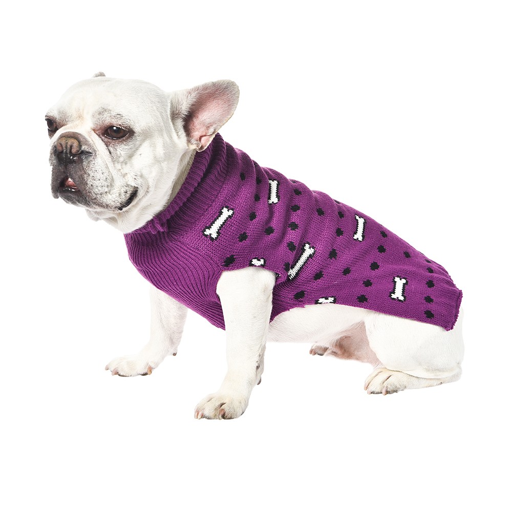 Свитер для собак Foxie Bones S (длина спины 30см) фиолетовый свитер для собак foxie bones m длина спины 35см фиолетовый