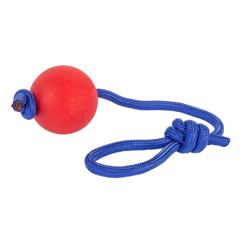 Игрушка для собак КАСКАД Мяч 5 см на веревке, цельнолитой, резина игрушка для собак каскад мяч луна резиновый 6см