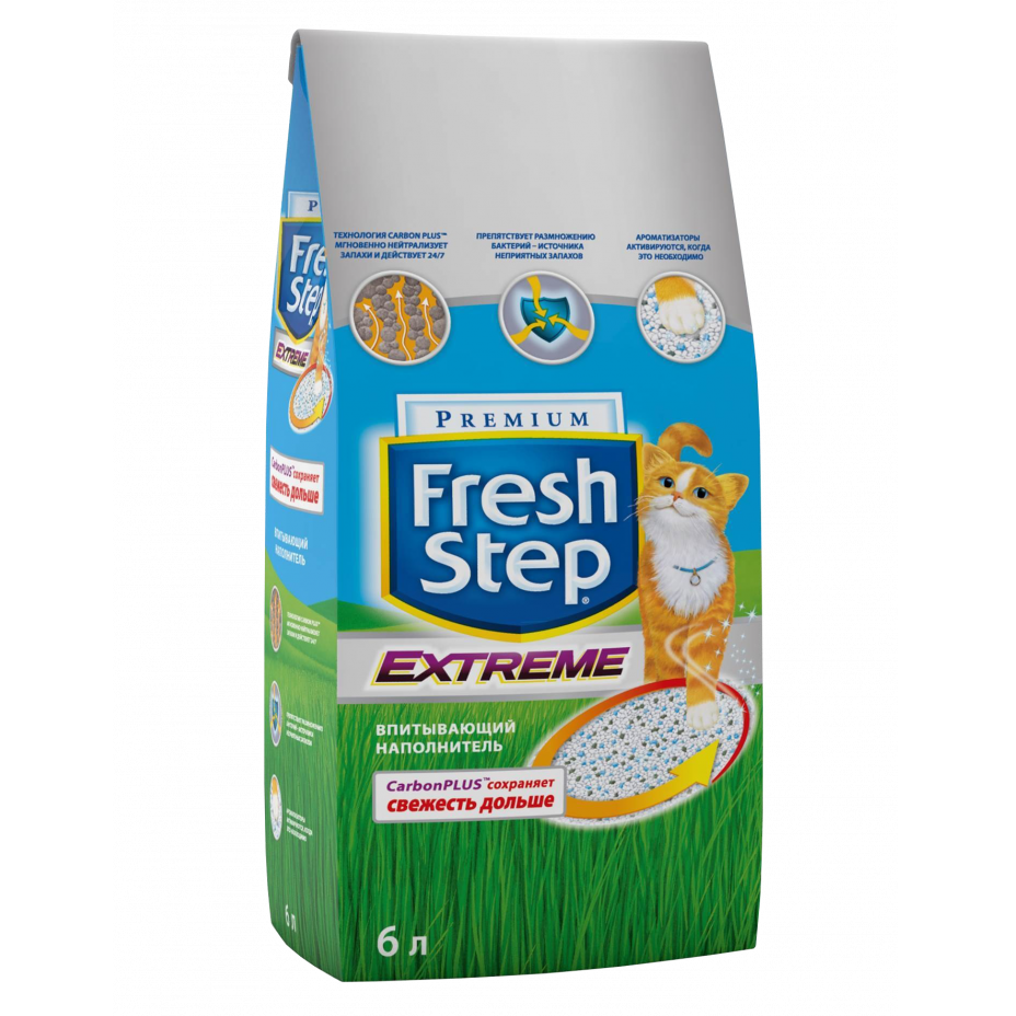 Наполнитель для кошачьего туалета Fresh Step с тройным контролем запаха впитывающий 6 литров
