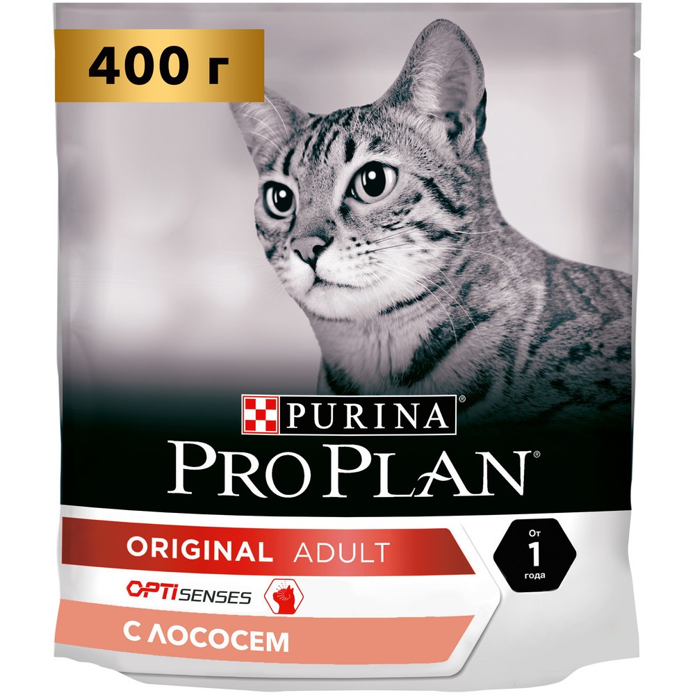 Корм для кошек Pro Plan Original adult optisenses с лососем сух. 400г корм для кошек golosi тунец с лососем сух 1 5кг