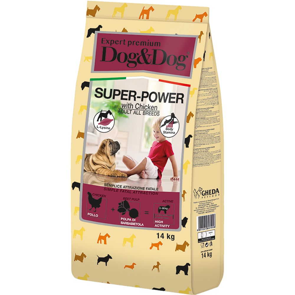 Корм для собак DOG&DOG Expert Premium Super-Power для активных, курица сух. 14кг