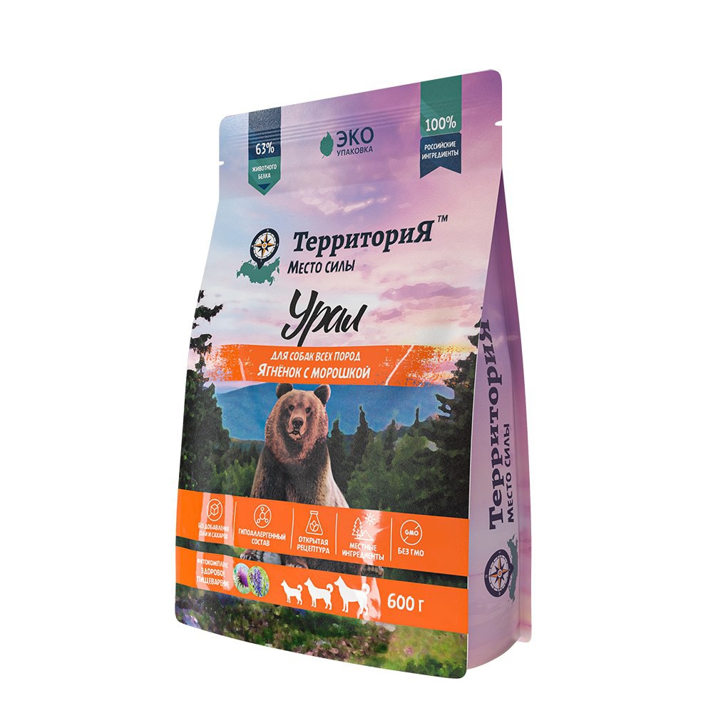 Корм для собак ТерриториЯ Урал ягнёнок с морошкой сух. 600г